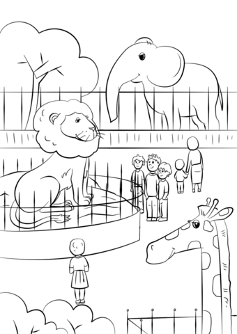 Zoo Animals Coloring Page